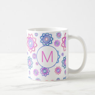 Modern Lotus Flower Pink Pastel Monogram Koffiemok
