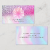 Modern Lotus Glitter Confetti Holographic Visitekaartje (Voorkant / Achterkant)