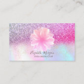 Modern Lotus Glitter Confetti Holographic Visitekaartje (Voorkant)