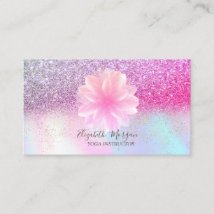 Modern Lotus Glitter Confetti Holographic Visitekaartje