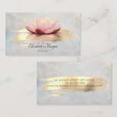 Modern Lotus Gold Brush Opal Holographic Visitekaartje (Voorkant / Achterkant)