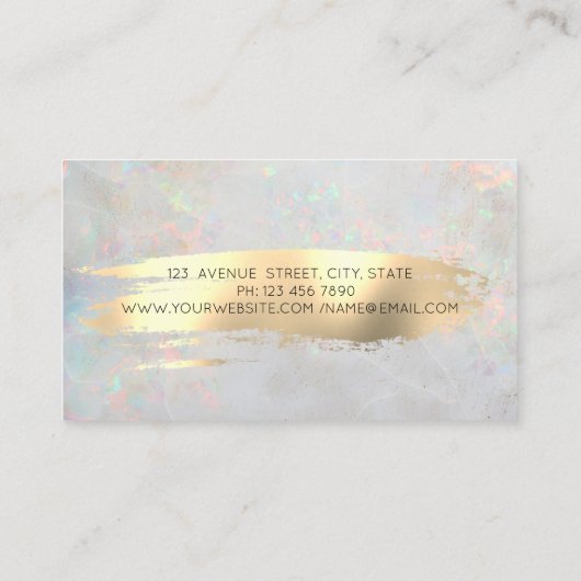 Modern Lotus Gold Brush Opal Holographic Visitekaartje (Achterkant)