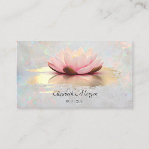 Modern Lotus Gold Brush Opal Holographic Visitekaartje