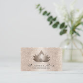Modern Lotus Logo Elegant Roos Gold Glitter Visitekaartje (Staand voorkant)