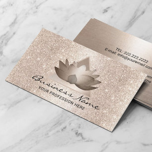 Modern Lotus Logo Elegant Roos Gold Glitter Visitekaartje