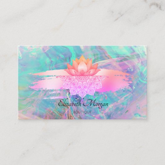 Modern Lotus Mandala Brush Stroke Opal Business Visitekaartje (Voorkant)