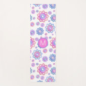Modern Lotus Monogram roze pastel groen patroon Yogamat (Voorkant)
