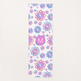 Modern Lotus Monogram roze pastel groen patroon Yogamat