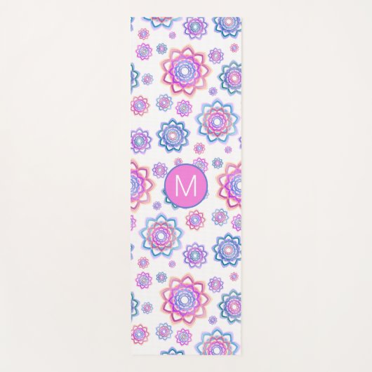 Modern Lotus Monogram roze pastel groen patroon Yogamat (Voorkant)