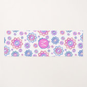 Modern Lotus Monogram roze pastel groen patroon Yogamat (Voorkant (horizontaal))