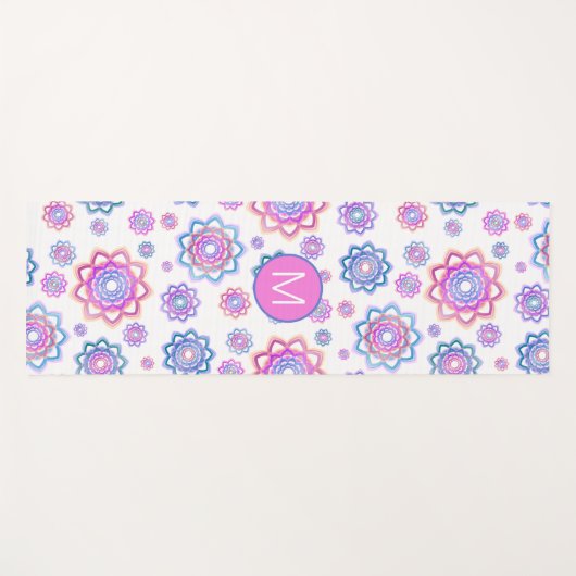 Modern Lotus Monogram roze pastel groen patroon Yogamat (Voorkant (horizontaal))