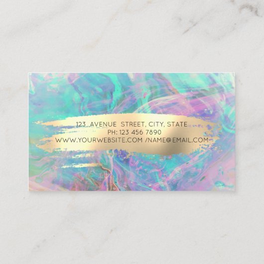 Modern Lotus Roos Gold Brush Stroke Opal Visitekaartje (Achterkant)