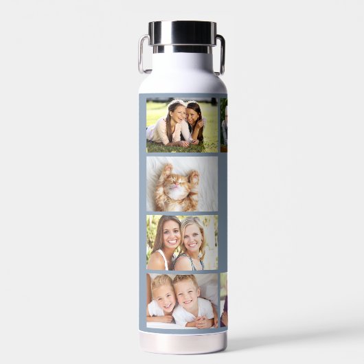 Modern Love 10 Photo Collage Dusty Blue Waterfles (Voorkant)