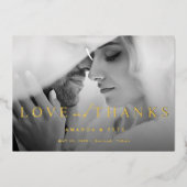 Modern Love and Bedankt 2 Photo Wedding Folie Feestdagenkaart (Voorkant)