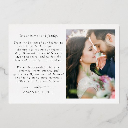 Modern Love and Bedankt 2 Photo Wedding Folie Feestdagenkaart (Achterkant)