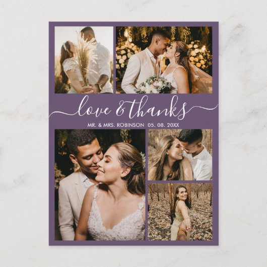 Modern Love and Bedankt Mauve Wedding Bedankt Briefkaart (Voorkant)