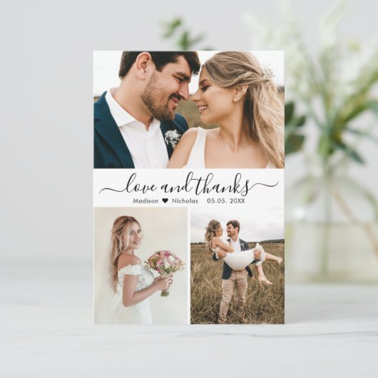 Modern Love and Bedankt Script Collage Wedding (Staand voorkant)