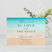 Modern Love and the Beach Wedding Photo Save The Date (Staand voorkant)