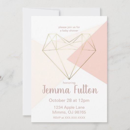 Modern Love Baby Shower Invitation – Abstract Kaart (Voorkant)