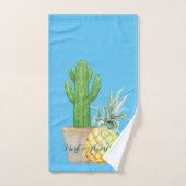 Modern Love Blue Pineapple and Cactus Bad Handdoek (Handdoek)