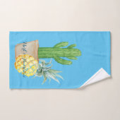 Modern Love Blue Pineapple and Cactus Bad Handdoek (Handdoek)