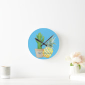 Modern Love Blue Pineapple and Cactus Ronde Klok (Huis)