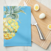 Modern Love Blue Pineapple and Cactus Theedoek (Quarter Fold)