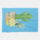 Modern Love Blue Pineapple and Cactus Theedoek (Horizontaal)
