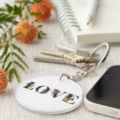 Modern Love Bright Colors Floral Sleutelhanger (Voorkant Rechts)