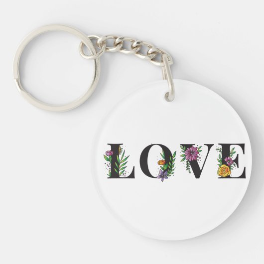 Modern Love Bright Colors Floral Sleutelhanger (Voorkant)