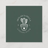Modern Love Cactus Plant Line-Art Logo & Monogram Vierkante Visitekaartje (Voorkant)