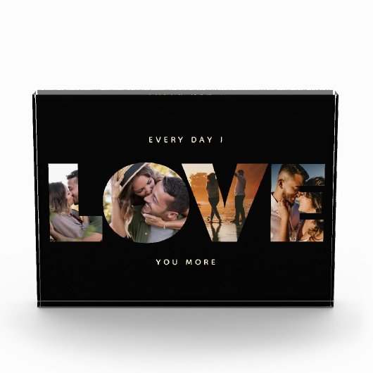 Modern LOVE Collage Cutout Romantische Valentijnse Fotoblokken (Voorkant)