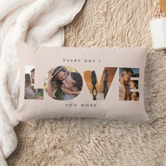 Modern LOVE Collage Cutout Valentijnsdag Lumbar Kussen (Deken)