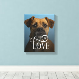 Modern Love Custom Boxer Dog Pets Photo Monogram Canvas Afdruk