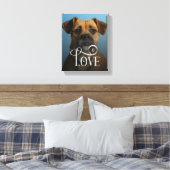 Modern Love Custom Boxer Dog Pets Photo Monogram Canvas Afdruk (Insitu (Slaapkamer))