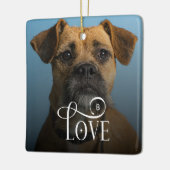 Modern Love Custom Boxer Dog Pets Photo Monogram Keramisch Ornament (Links)