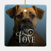 Modern Love Custom Boxer Dog Pets Photo Monogram Keramisch Ornament (Achterkant)