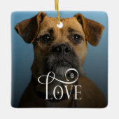 Modern Love Custom Boxer Dog Pets Photo Monogram Keramisch Ornament (Voorkant)