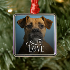 Modern Love Custom Boxer Dog Pets Photo Monogram Metalen Ornament