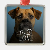Modern Love Custom Boxer Dog Pets Photo Monogram Metalen Ornament (Voorkant)