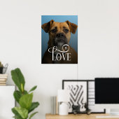 Modern Love Custom Boxer Dog Pets Photo Monogram Poster (Thuiskantoor)