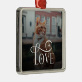 Modern Love Custom Cat Pets Photo Monogram Metalen Ornament (Rechts)
