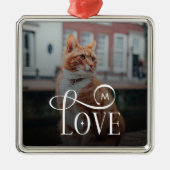 Modern Love Custom Cat Pets Photo Monogram Metalen Ornament (Voorkant)
