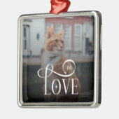 Modern Love Custom Cat Pets Photo Monogram Metalen Ornament (Links)