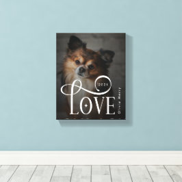 Modern Love Custom Dog Pets Photo Monogram Canvas Afdruk