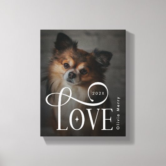 Modern Love Custom Dog Pets Photo Monogram Canvas Afdruk (Voorkant)