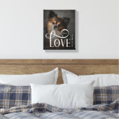 Modern Love Custom Dog Pets Photo Monogram Canvas Afdruk (Insitu (Slaapkamer))