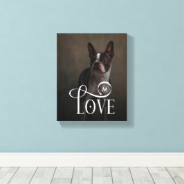 Modern Love Custom Dog Pets Photo Monogram Canvas Afdruk