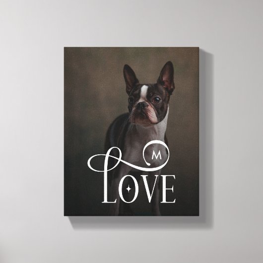 Modern Love Custom Dog Pets Photo Monogram Canvas Afdruk (Voorkant)