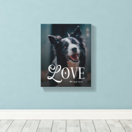 Modern Love Custom Dog Pets Photo Monogram Canvas Afdruk
